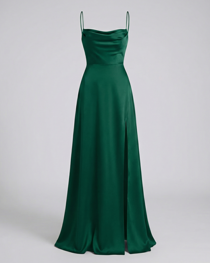 Vélorind | Robe Femme Longue Satinée à Fente - Burgundy - Image 7