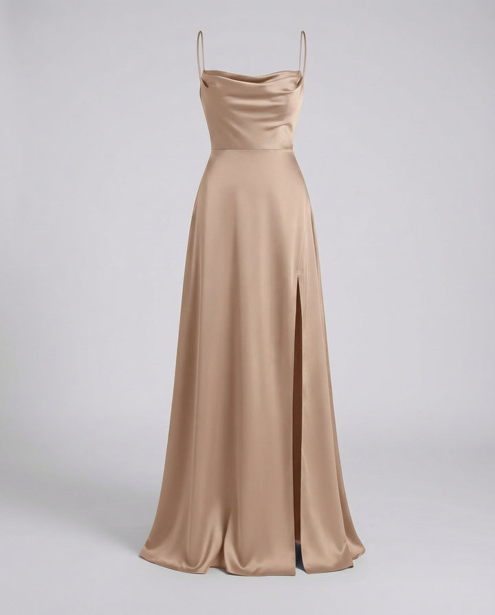 Vélorind | Robe Femme Longue Satinée à Fente - Burgundy - Image 9