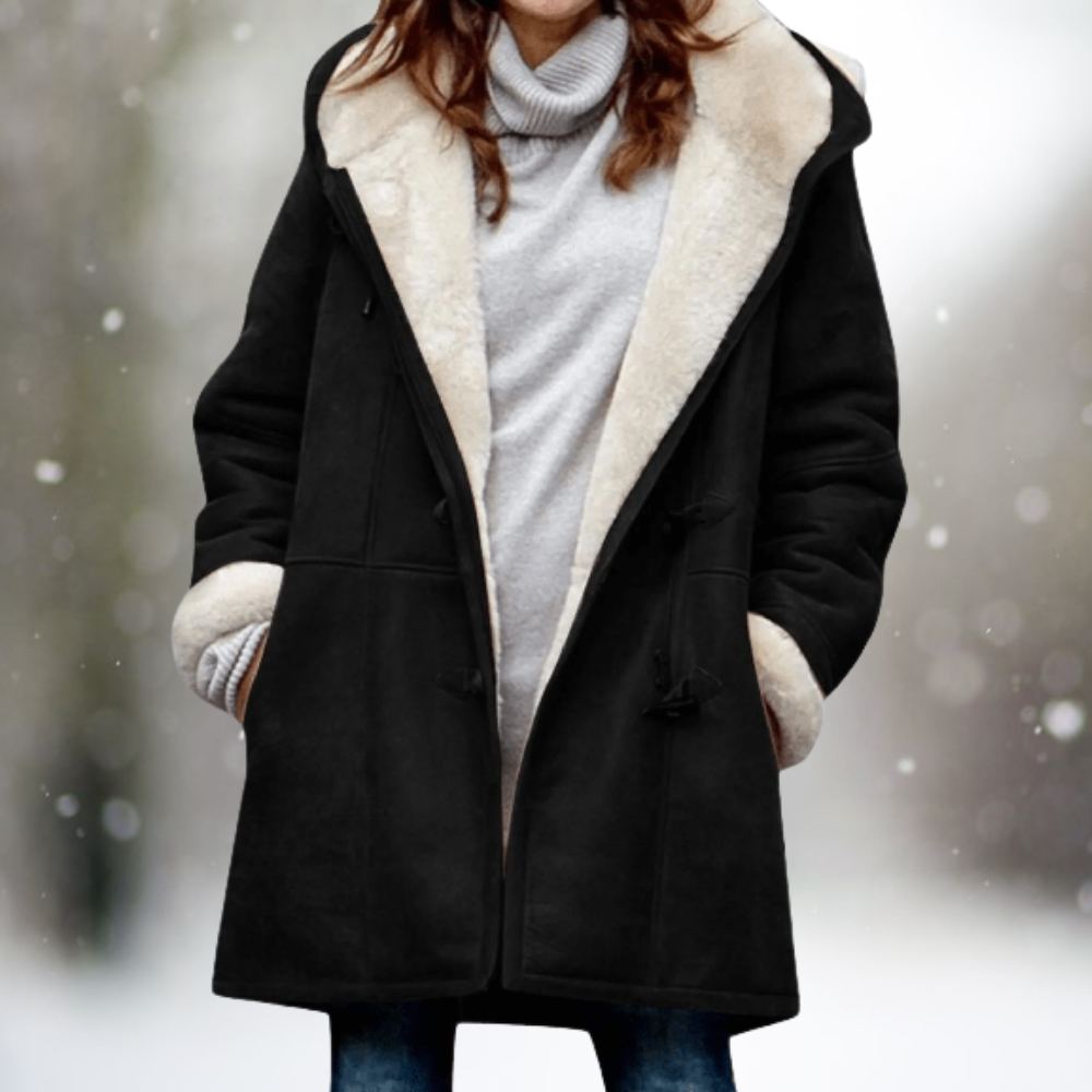 Véloryne | Manteau Femme Hiver Doublure Sherpa Capuche - Black - Image 1