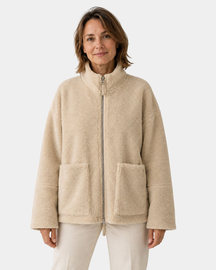 Volvhane | Femme Veste Polaire Zippée Col Montant - Beige - Image 1