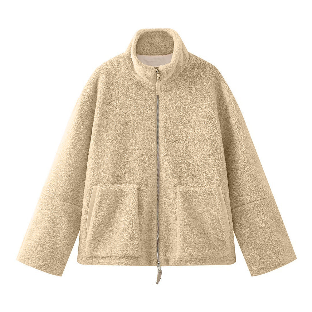 Volvhane | Femme Veste Polaire Zippée Col Montant - Beige - Image 2