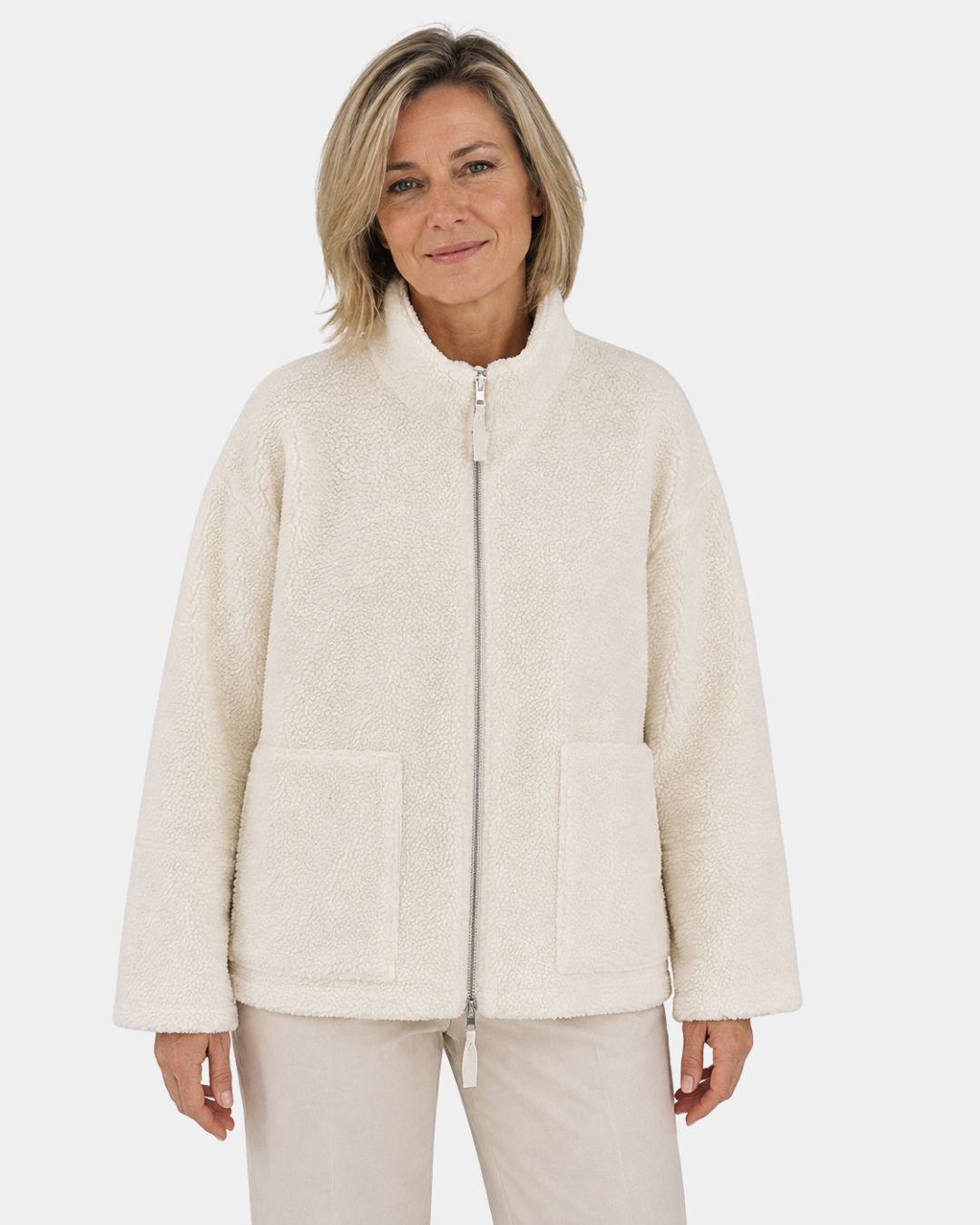 Volvhane | Femme Veste Polaire Zippée Col Montant - Beige - Image 3