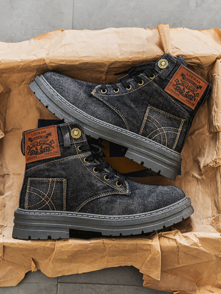 Vordain | Bottines Homme Jean Lacets Semelle Épaisse - Light Blue - Image 4