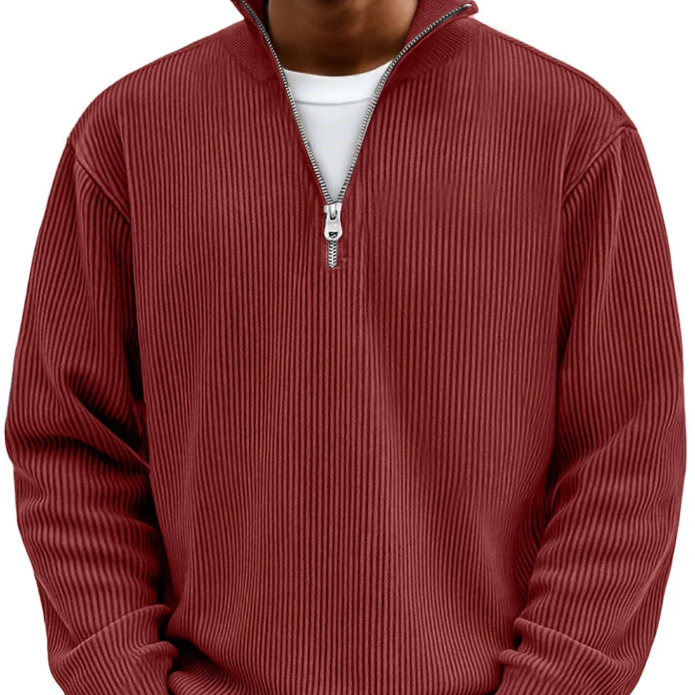 Vordick | Homme Pull Zippé Côtelé Col Montant - Sky Blue - Image 10
