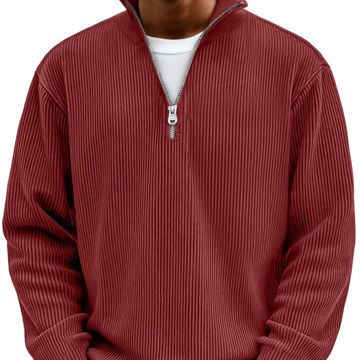 Vordick | Homme Pull Zippé Côtelé Col Montant - Sky Blue - Image 10