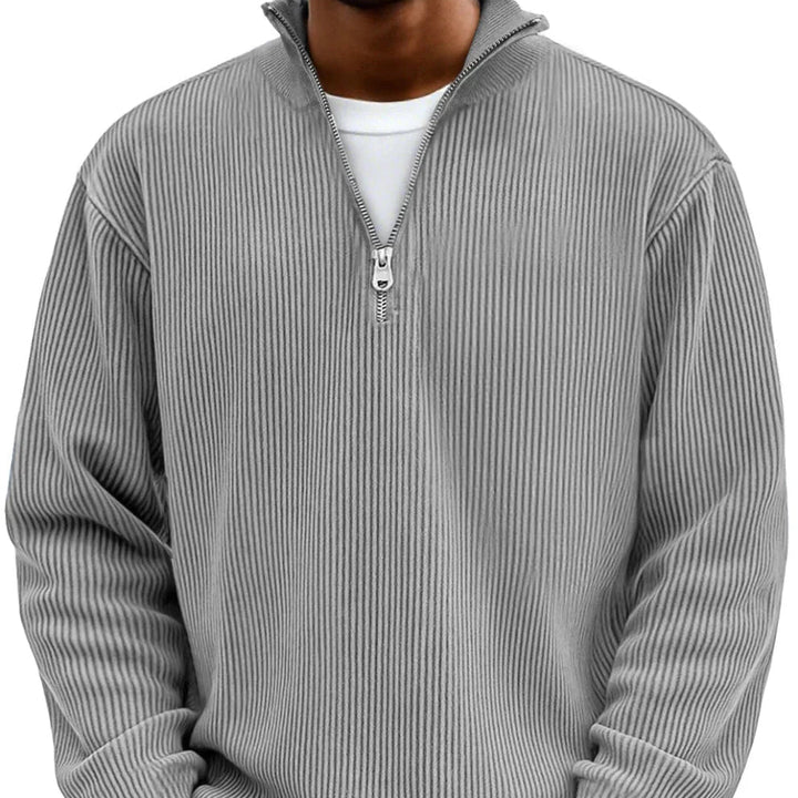 Vordick | Homme Pull Zippé Côtelé Col Montant - Sky Blue - Image 2
