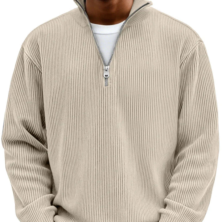 Vordick | Homme Pull Zippé Côtelé Col Montant - Sky Blue - Image 4