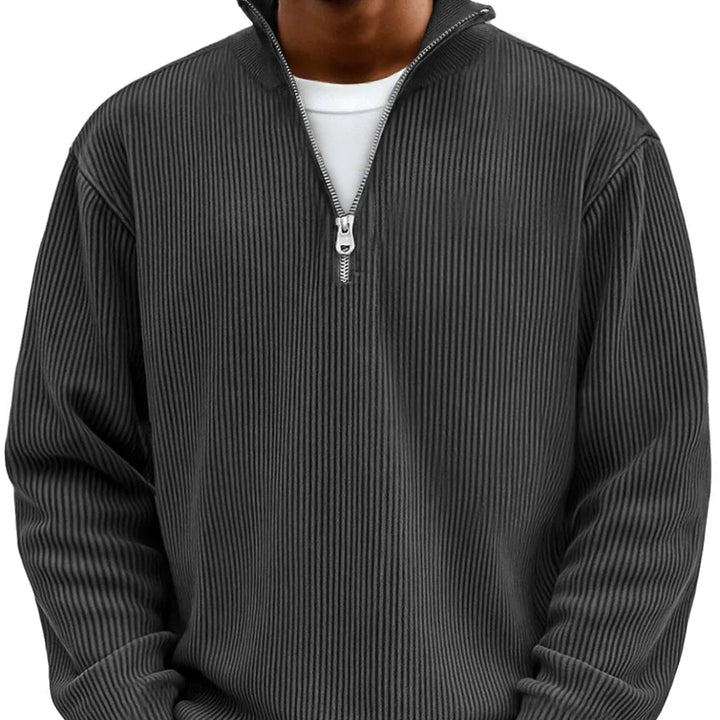 Vordick | Homme Pull Zippé Côtelé Col Montant - Sky Blue - Image 7