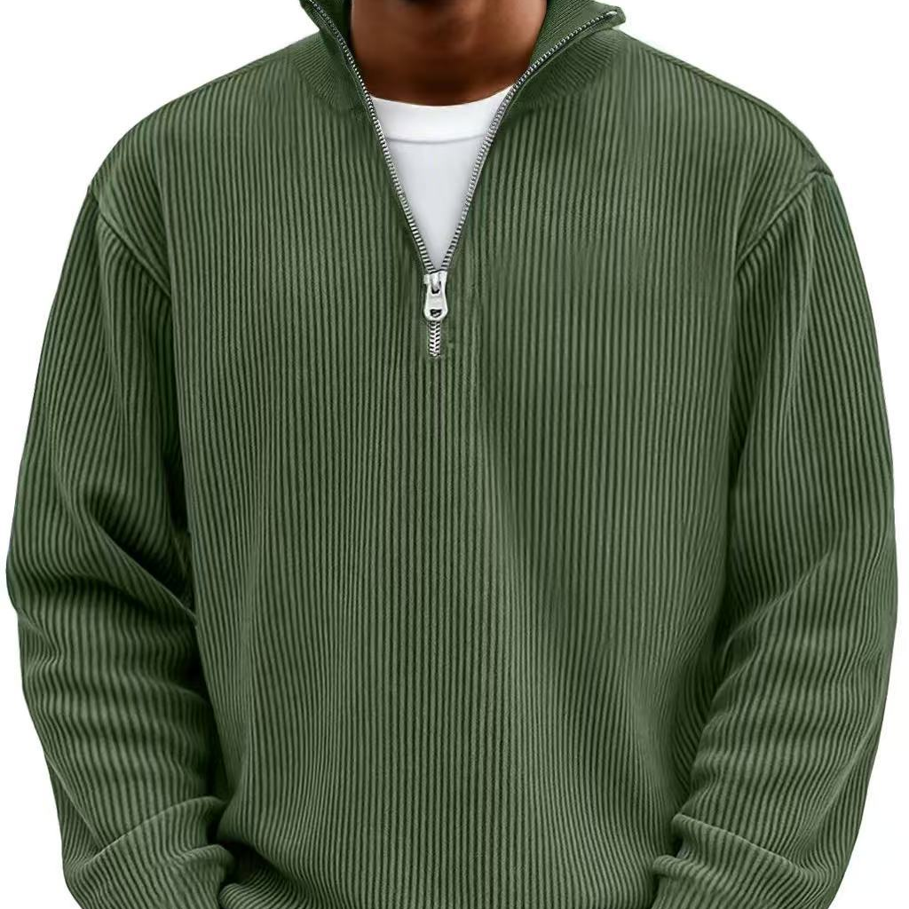 Vordick | Homme Pull Zippé Côtelé Col Montant - Sky Blue - Image 8