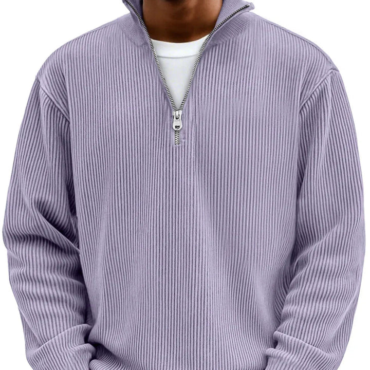 Vordick | Homme Pull Zippé Côtelé Col Montant - Sky Blue - Image 9