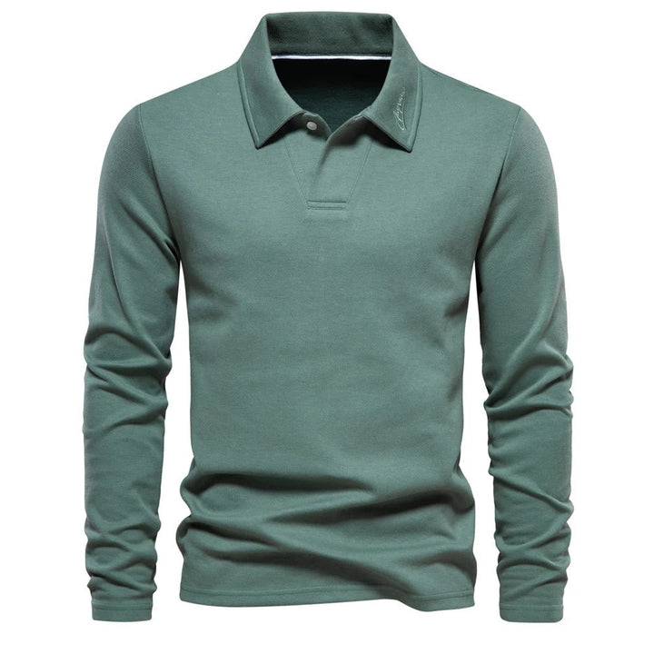 Vordric | Homme Polo Manches Longues Col Classique - Cream - Image 3