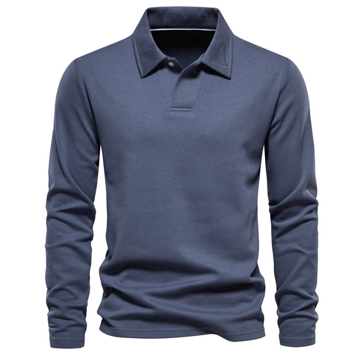 Vordric | Homme Polo Manches Longues Col Classique - Cream - Image 5