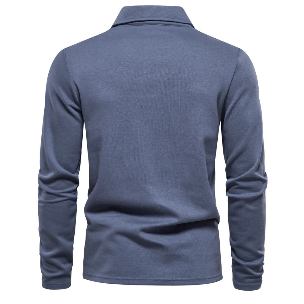 Vordric | Homme Polo Manches Longues Col Classique - Cream - Image 6