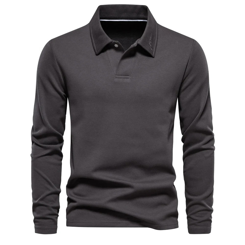 Vordric | Homme Polo Manches Longues Col Classique - Cream - Image 8