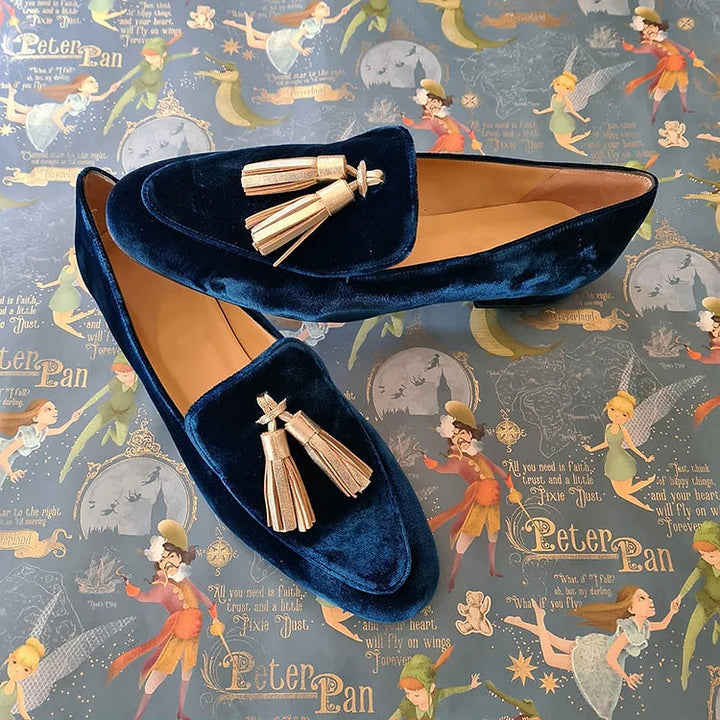 Vérandel | Mocassin Femme Velours Gland Doré - Navy - Image 2