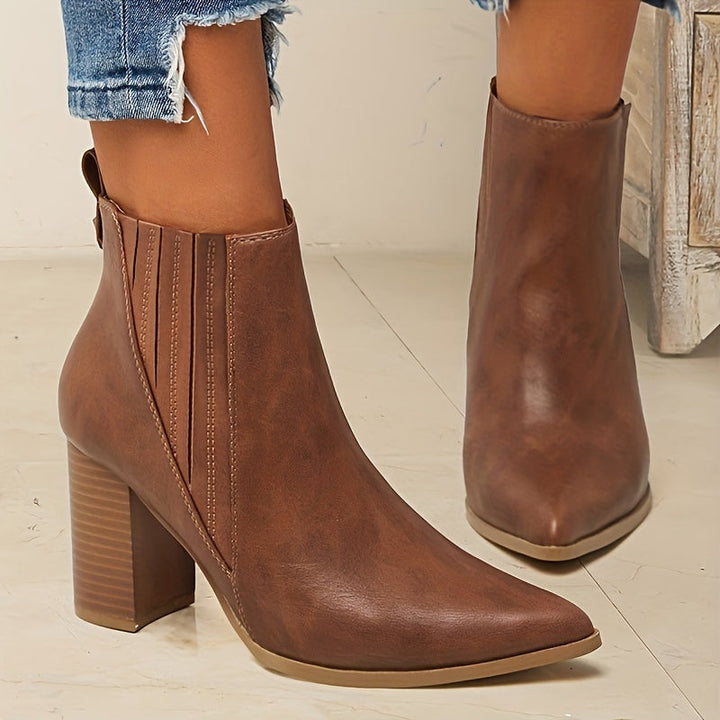 Véronelle | Femme Bottines Talon Carré Bout Pointu - Black - Image 10