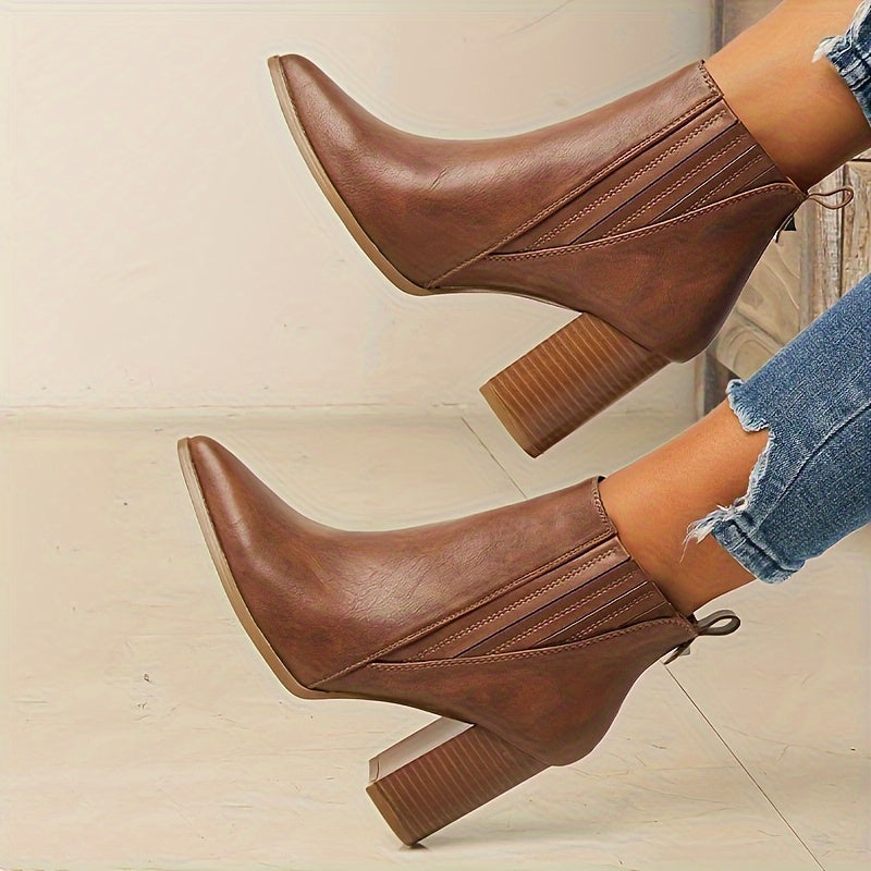 Véronelle | Femme Bottines Talon Carré Bout Pointu - Black - Image 2