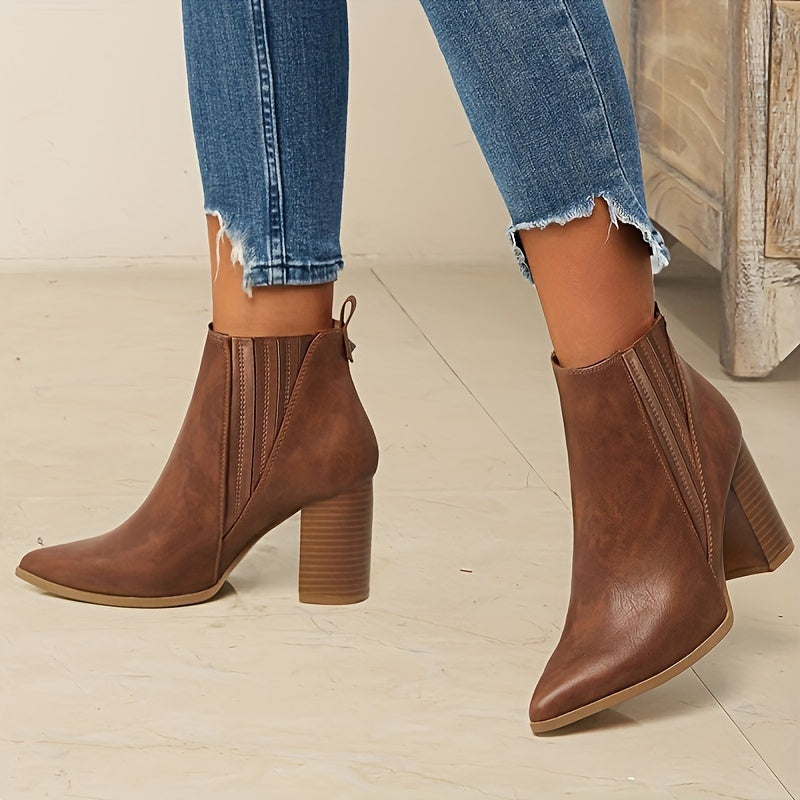 Véronelle | Femme Bottines Talon Carré Bout Pointu - Black - Image 3