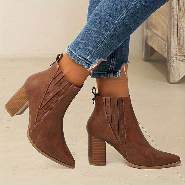 Véronelle | Femme Bottines Talon Carré Bout Pointu - Black - Image 4