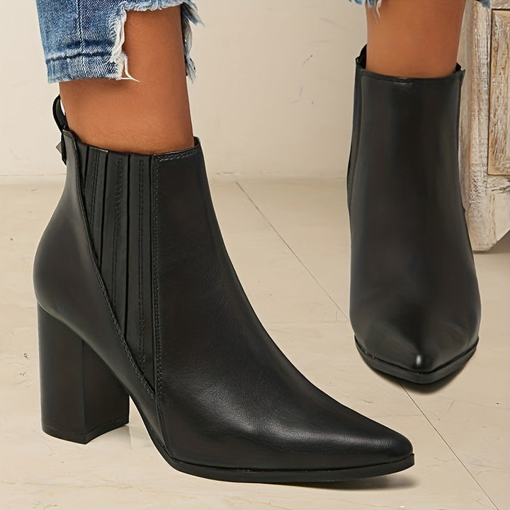 Véronelle | Femme Bottines Talon Carré Bout Pointu - Black - Image 5