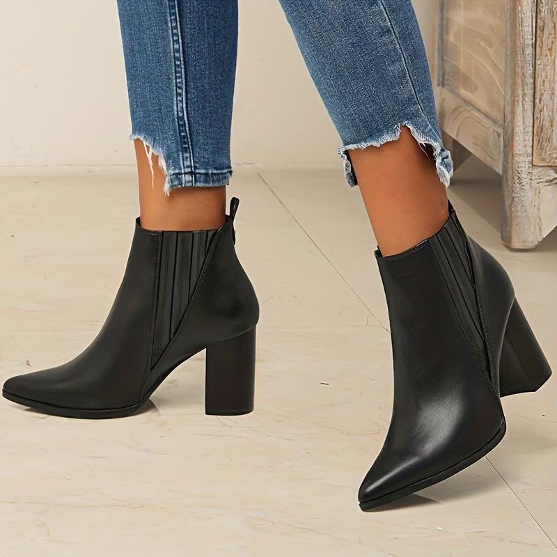 Véronelle | Femme Bottines Talon Carré Bout Pointu - Black - Image 6