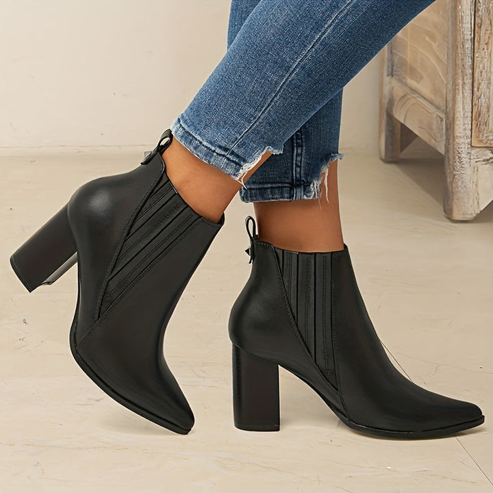Véronelle | Femme Bottines Talon Carré Bout Pointu - Black - Image 7