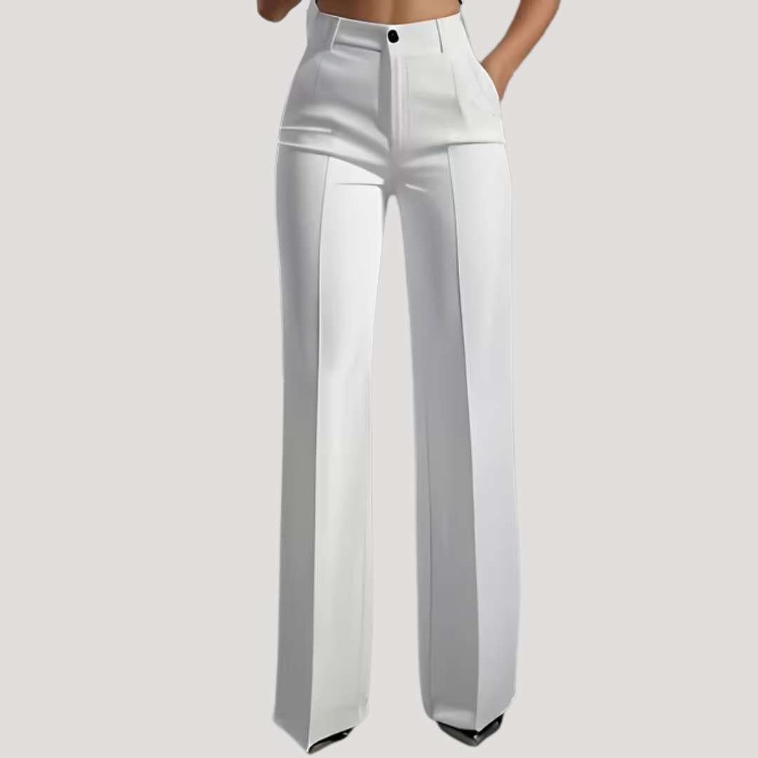 Waverly | Women's High Waist Wide Leg Tailored Pants - White - Image 1