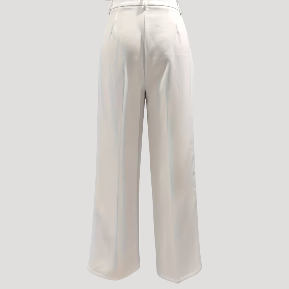 Waverly | Women's High Waist Wide Leg Tailored Pants - White - Image 2