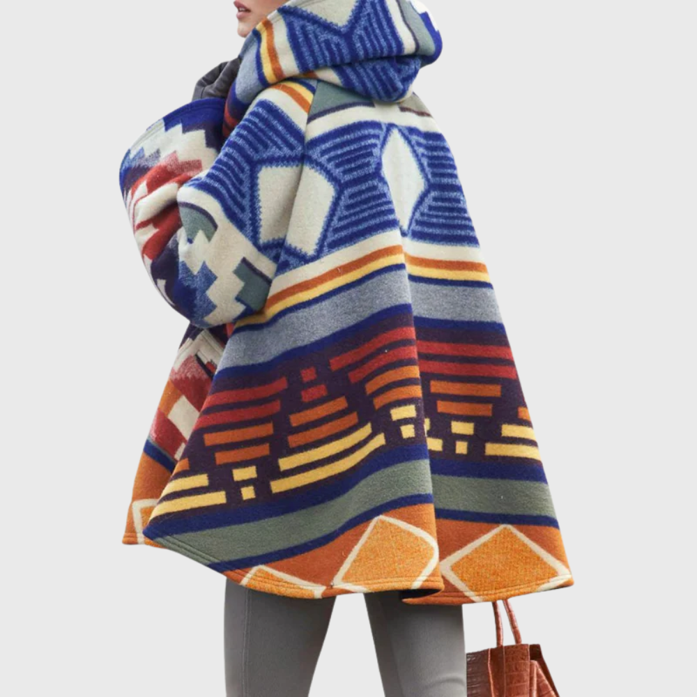 Wilhelmina | Women's Oversized Aztec Blanket Coat - Image 2