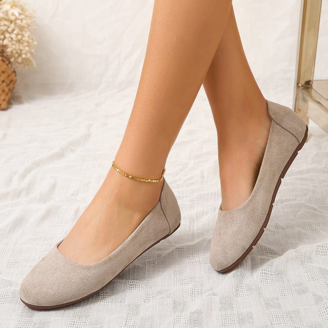 Willa | Women's Slip-On Round Toe Ballet Flats - Beige - Image 1