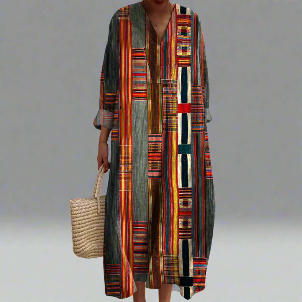 Winifred | Women's Patchwork Midi Dress - Image 1