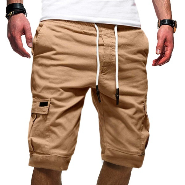 Wixton | Men's Cargo Shorts with Drawstring Waist - Black - Image 2