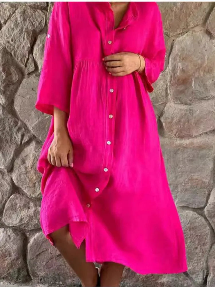 Wren | Women's Button Down Midi Shirt Dress - Image 1