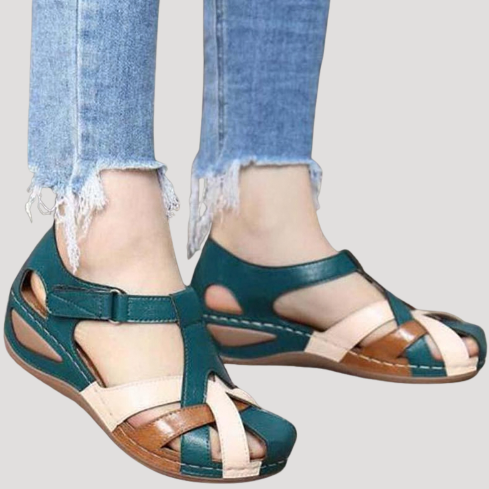 Wren | Women's Closed Toe Woven Strap Wedge Sandal - Burgundy - Image 2