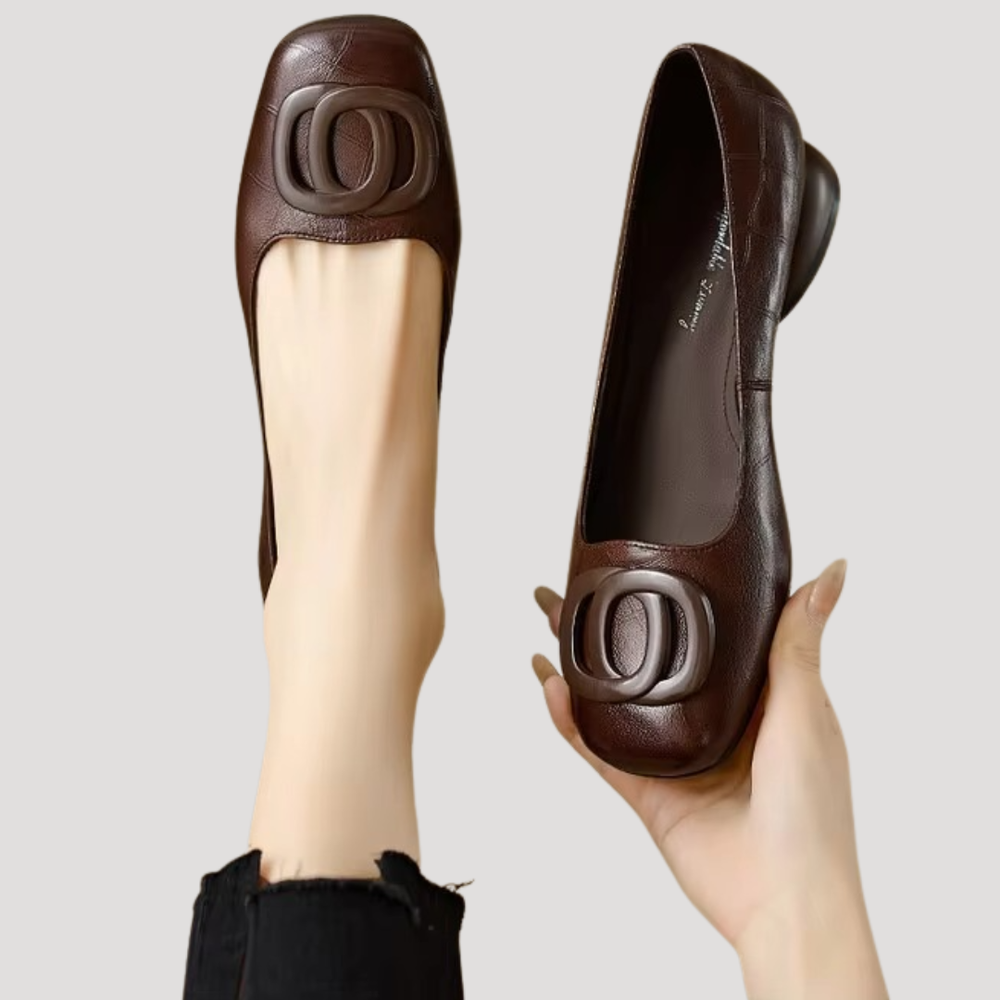 Wren | Women's Square Toe Slip-On Flat Shoes - Black - Image 2