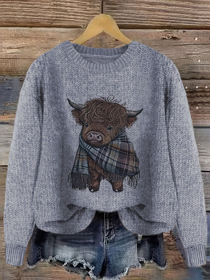 Marvoline | Femme Pull Vache Highland Motif Tricot — vue 10