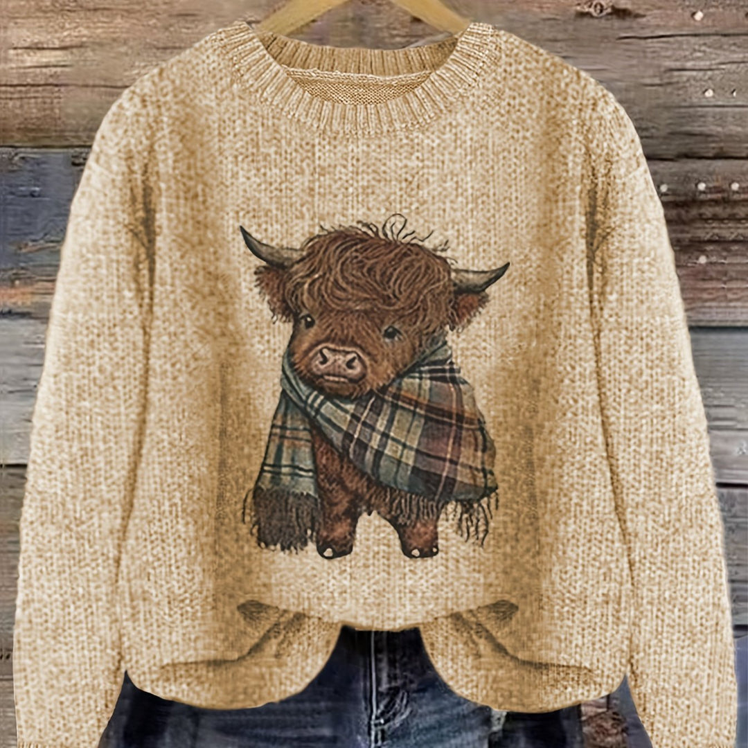 Marvoline | Femme Pull Vache Highland Motif Tricot — vue 11