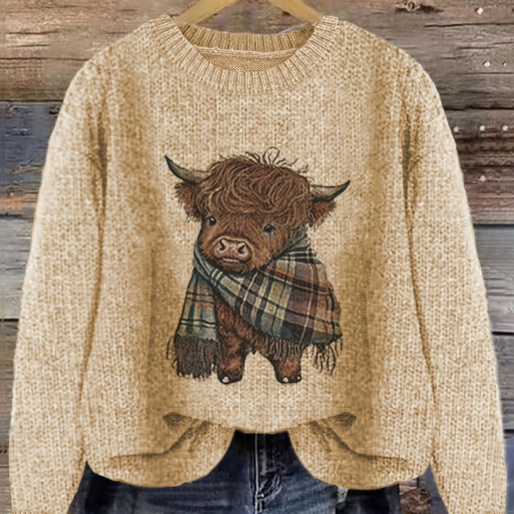 Marvoline | Femme Pull Vache Highland Motif Tricot — vue 11