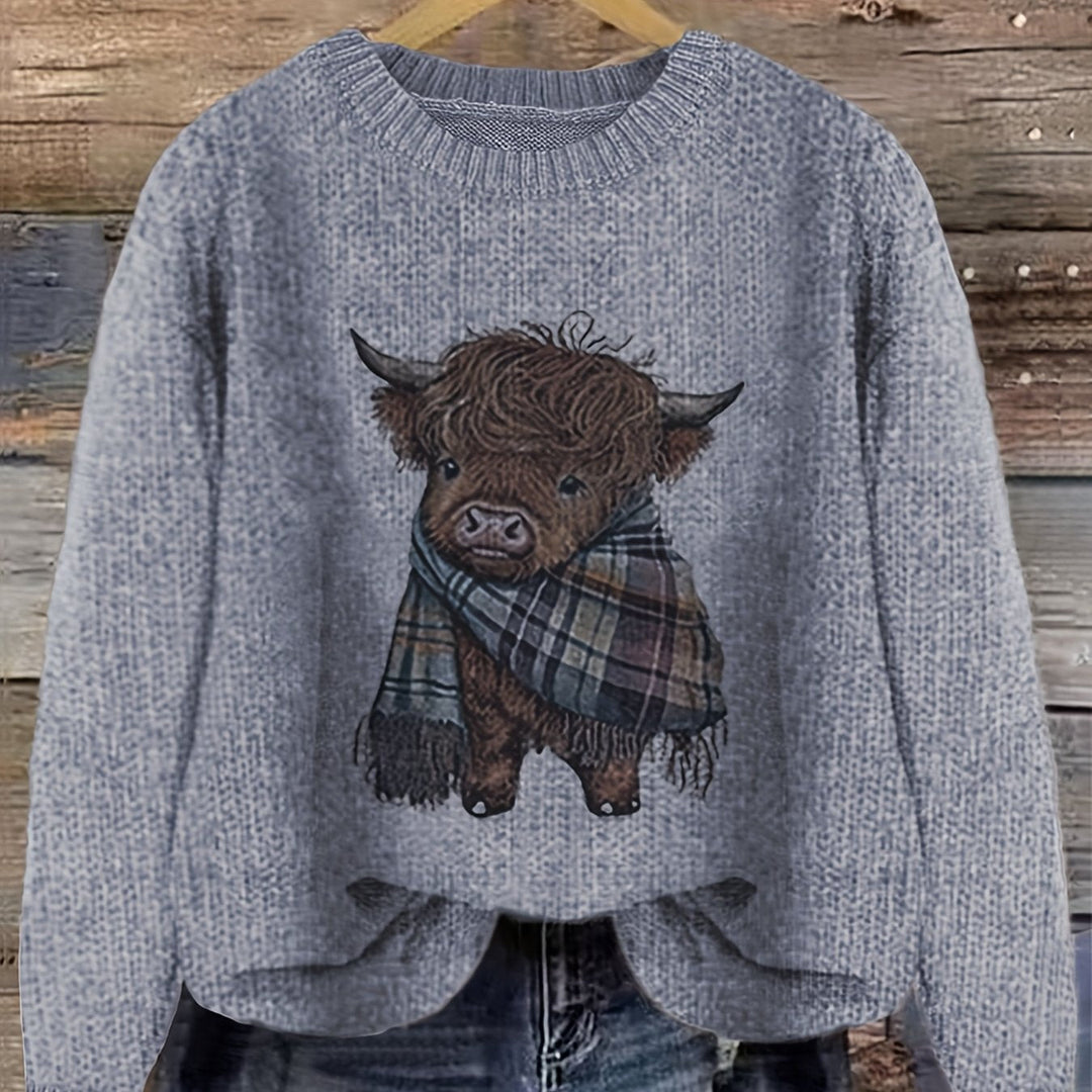 Marvoline | Femme Pull Vache Highland Motif Tricot — vue 13