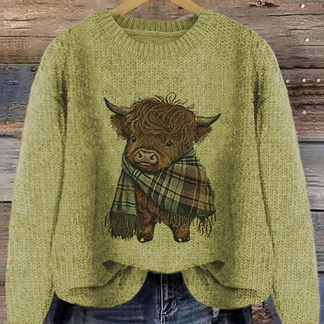 Marvoline | Femme Pull Vache Highland Motif Tricot — vue 14