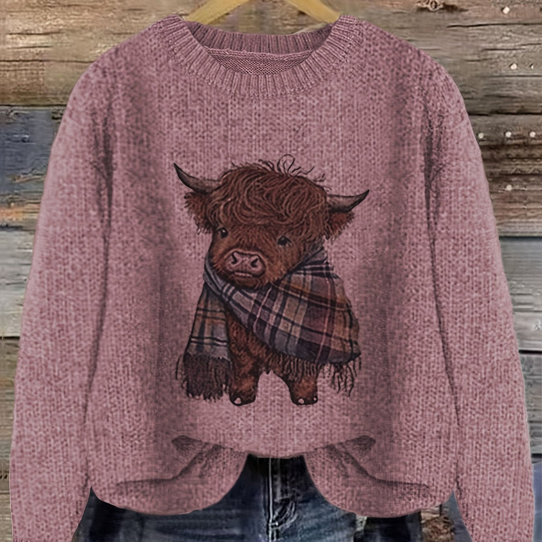 Marvoline | Femme Pull Vache Highland Motif Tricot — vue 15