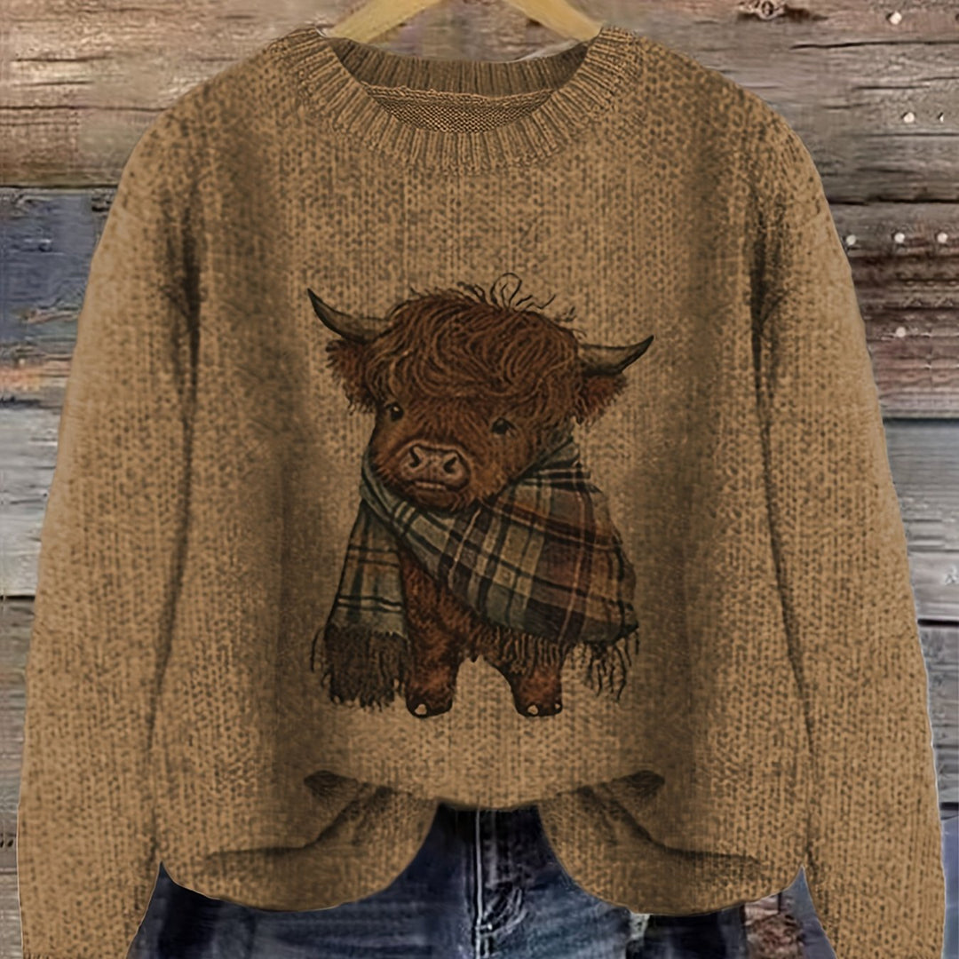 Marvoline | Femme Pull Vache Highland Motif Tricot — vue 16