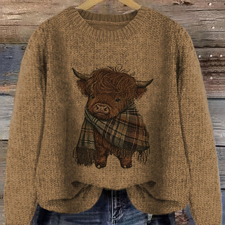 Marvoline | Femme Pull Vache Highland Motif Tricot — vue 16