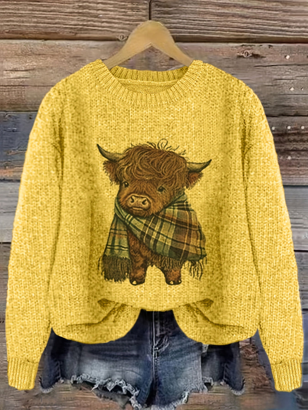 Marvoline | Femme Pull Vache Highland Motif Tricot — vue 7