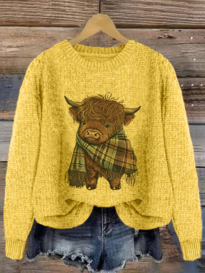 Marvoline | Femme Pull Vache Highland Motif Tricot — vue 7