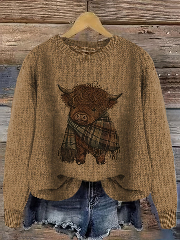 Marvoline | Femme Pull Vache Highland Motif Tricot — vue 9