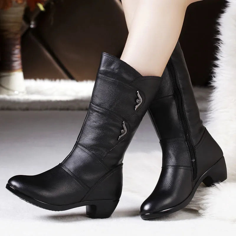 Ysadora | Women's Black Knee High Boots - Black - Image 1