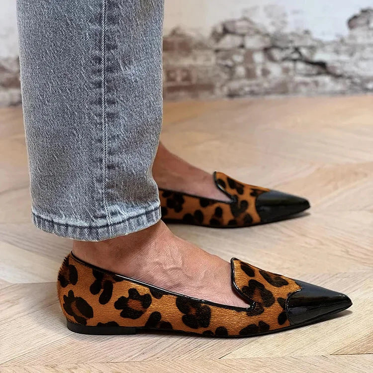 Zara | Women's Leopard Print Pointed Toe Flats - Image 1