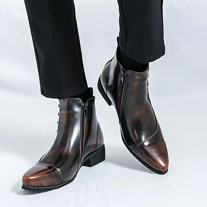 Zarvond | Homme Bottines Bout Carré Zippées - Brown - Image 2