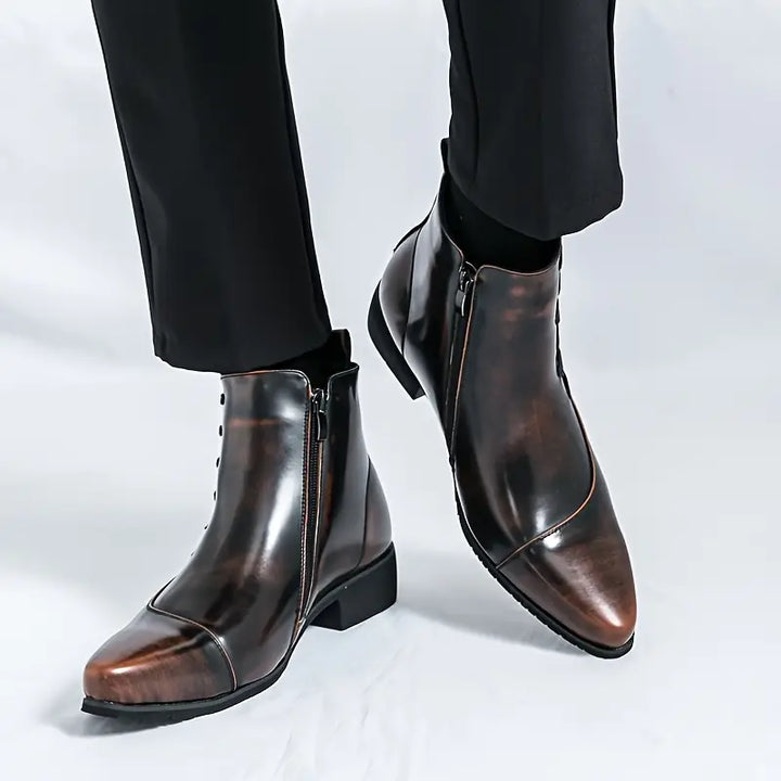 Zarvond | Homme Bottines Bout Carré Zippées - Brown - Image 2